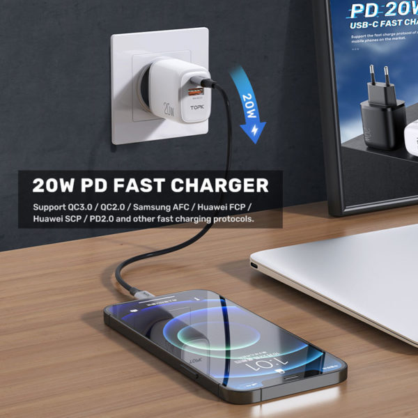 E-Shopper 20W Quick Charge 3.0 PD USB-Ladegerät weiß