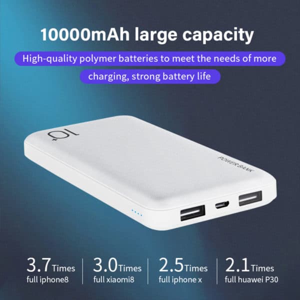 E-Shopper Dual USB Mini Power Bank Powerbank 10000mAh