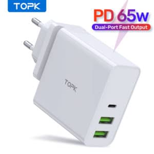 E-Shopper TOPK 3-Port USB 65W PD Typ-C QC 3.0 Schnellladegerät